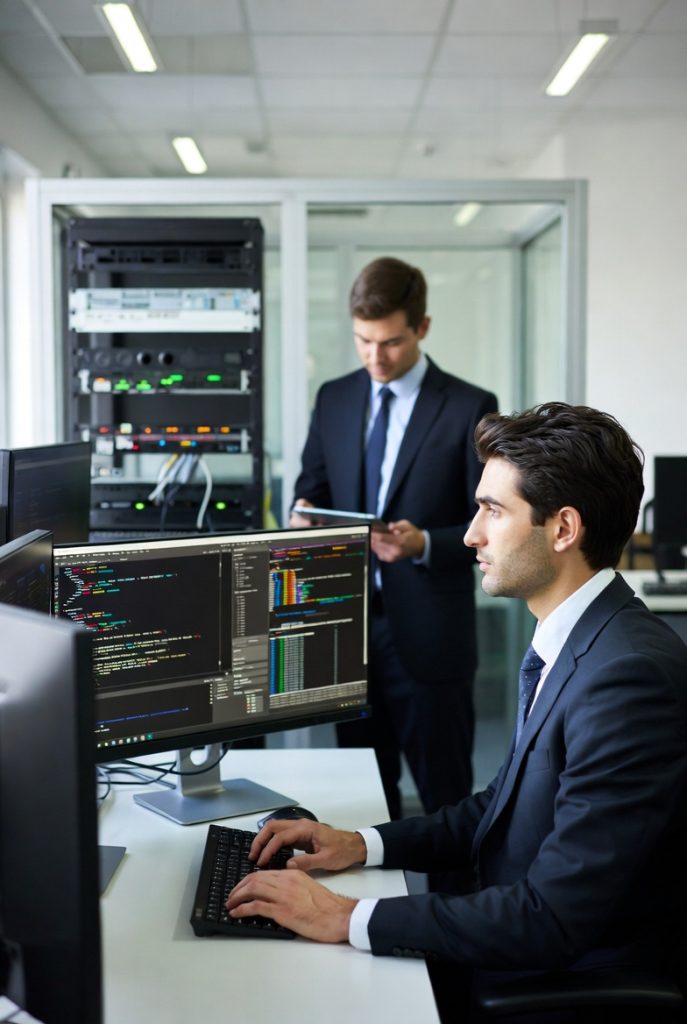 Edmonton IT professionals collaborating on co-managed it support for a local business